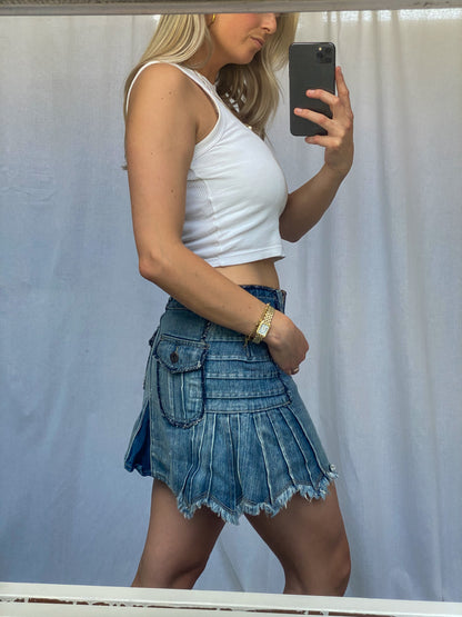 LA VALCA JEANS VINTAGE DENIM SKIRT