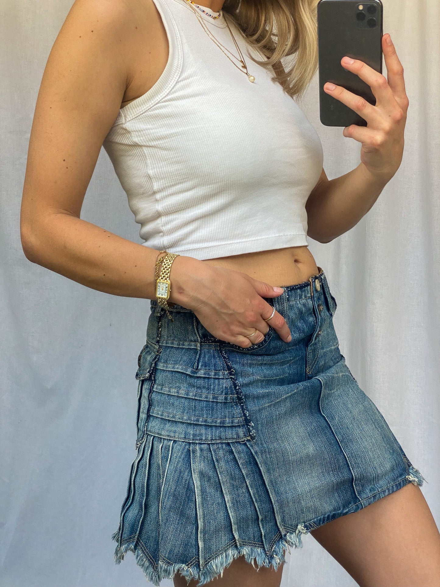 LA VALCA JEANS VINTAGE DENIM SKIRT